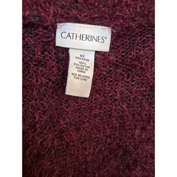Catherine's Maroon Long Open Front Sweater Size 4X - Picture 2 of 5